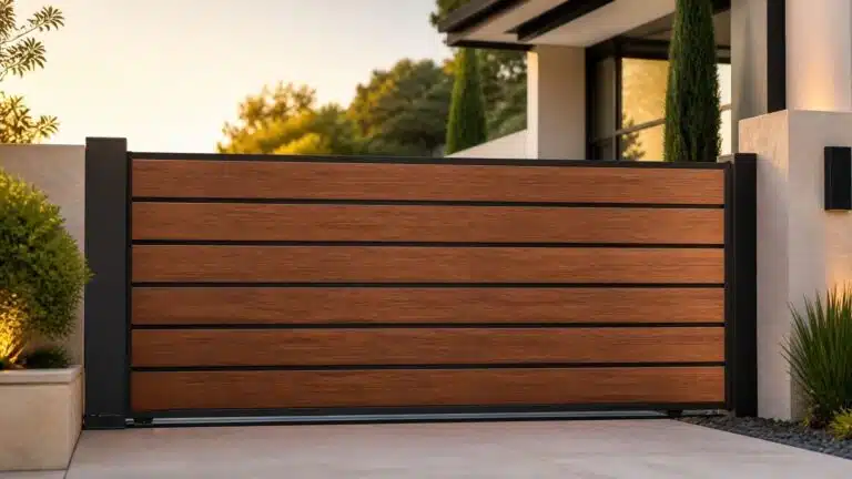 Aluminum Woodgrain Color Overlap 4 in Slat 16 ft — detail view