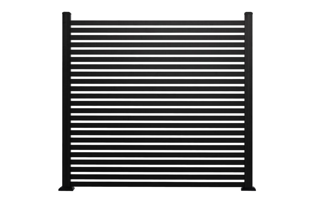 Hampton Series aluminum fence panel with 2 inch horizontal slats, ready for aluminum fence installation