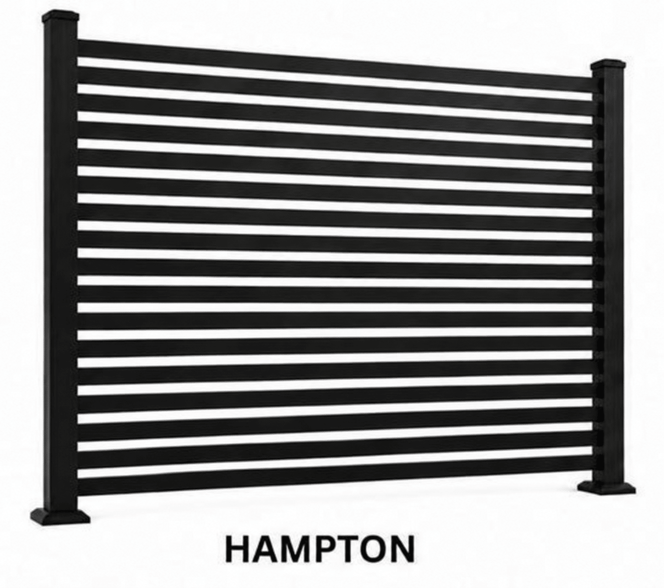 Hampton horizontal aluminum fence panel with slim slats