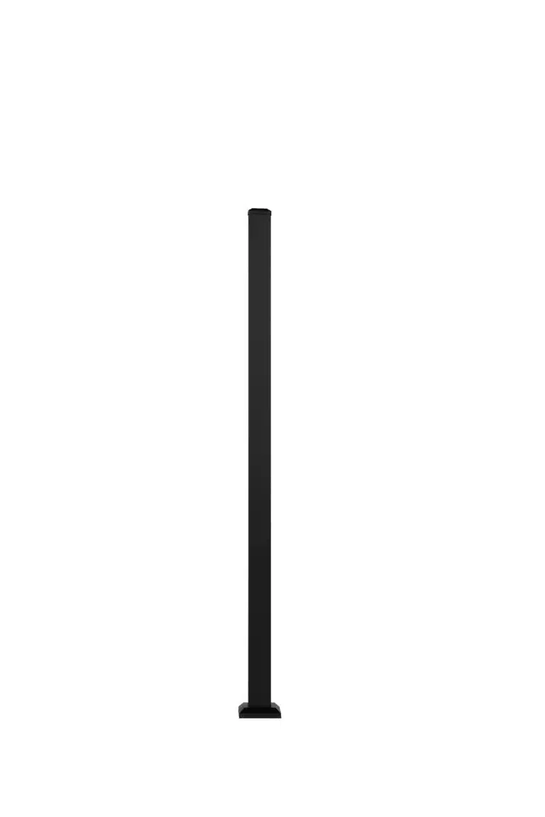 Surface Mount Post With Welded Foot Plate 3.2 x 3.2 in x 6 ft (Matte Black Color)
