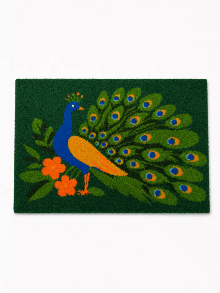 Peacock Paradise 3 x 5 ft Flat Effect Floor Mat