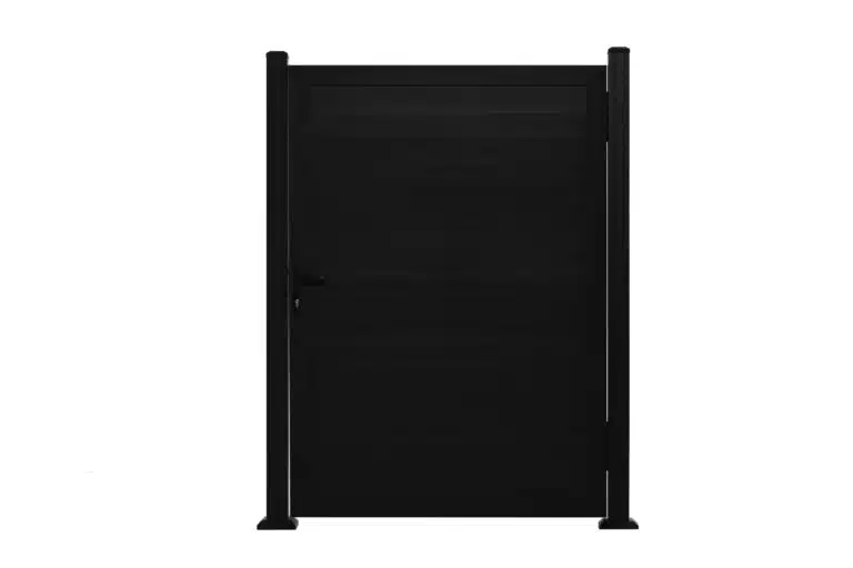 Linea Pedestrian Gate Overlap 4 x 6 ft Panels with 4 inch Slats (Matte Black Color)