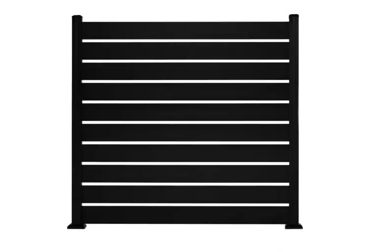 Summit aluminum privacy fence panel with 6 inch horizontal slats, matte black