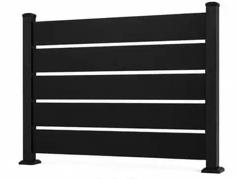 Black Summit aluminum privacy fence panel with wide 6 inch slats